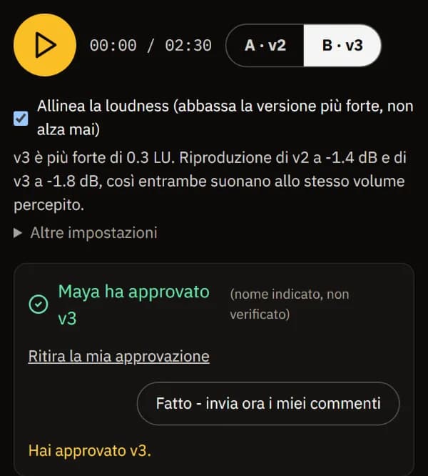 Maya ha approvato la v3, con Ritira la mia approvazione.