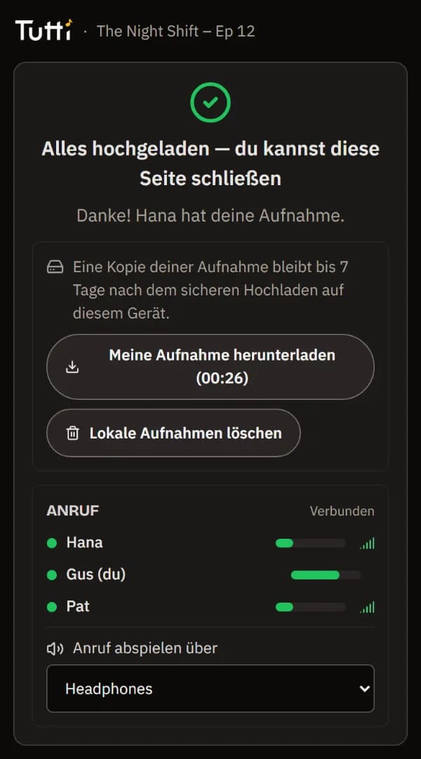Alles hochgeladen – du kannst diese Seite schließen, mit einer Schaltfläche für deine eigene Kopie.