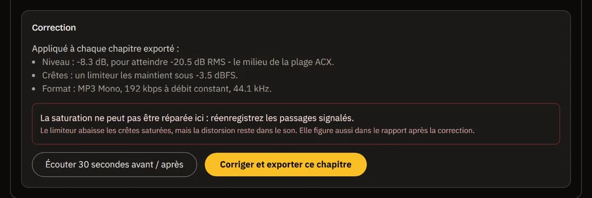 Les corrections de Chapter 3 - The Storm avec un avis rouge : la saturation n'est pas réparable et les endroits marqués sont à réenregistrer.